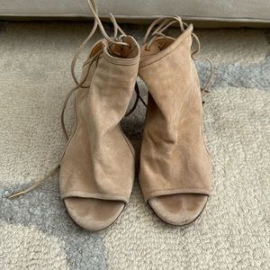 Aquazzura Suede Slingback sandals in nude size 8